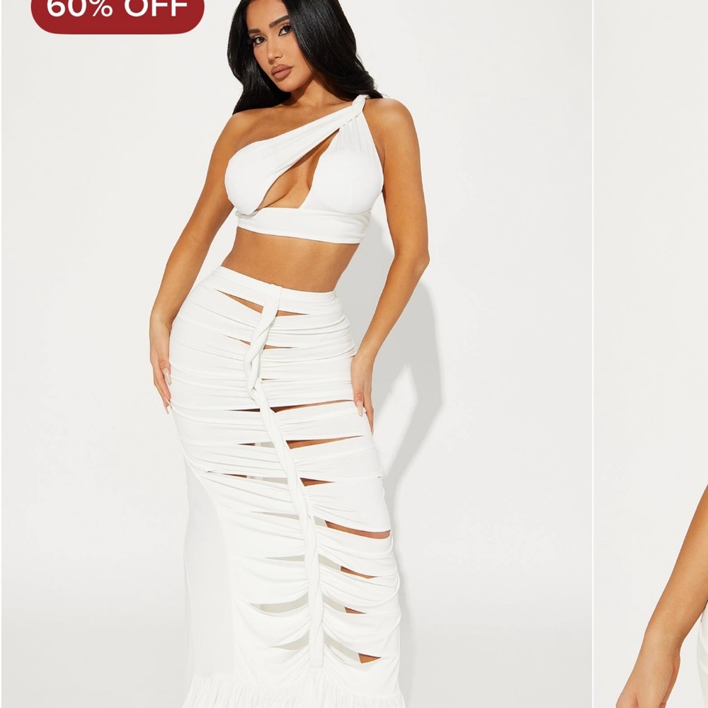 Fashion Nova White Cut-Out Maxi Dress